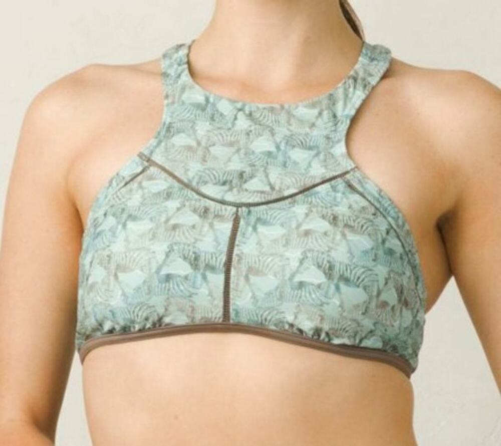 NEW prAna SEASIDE SAFARI AZRA ZEBRA RACERBACK TASSEL BIKINI SWIMSUIT SWIM TOP S